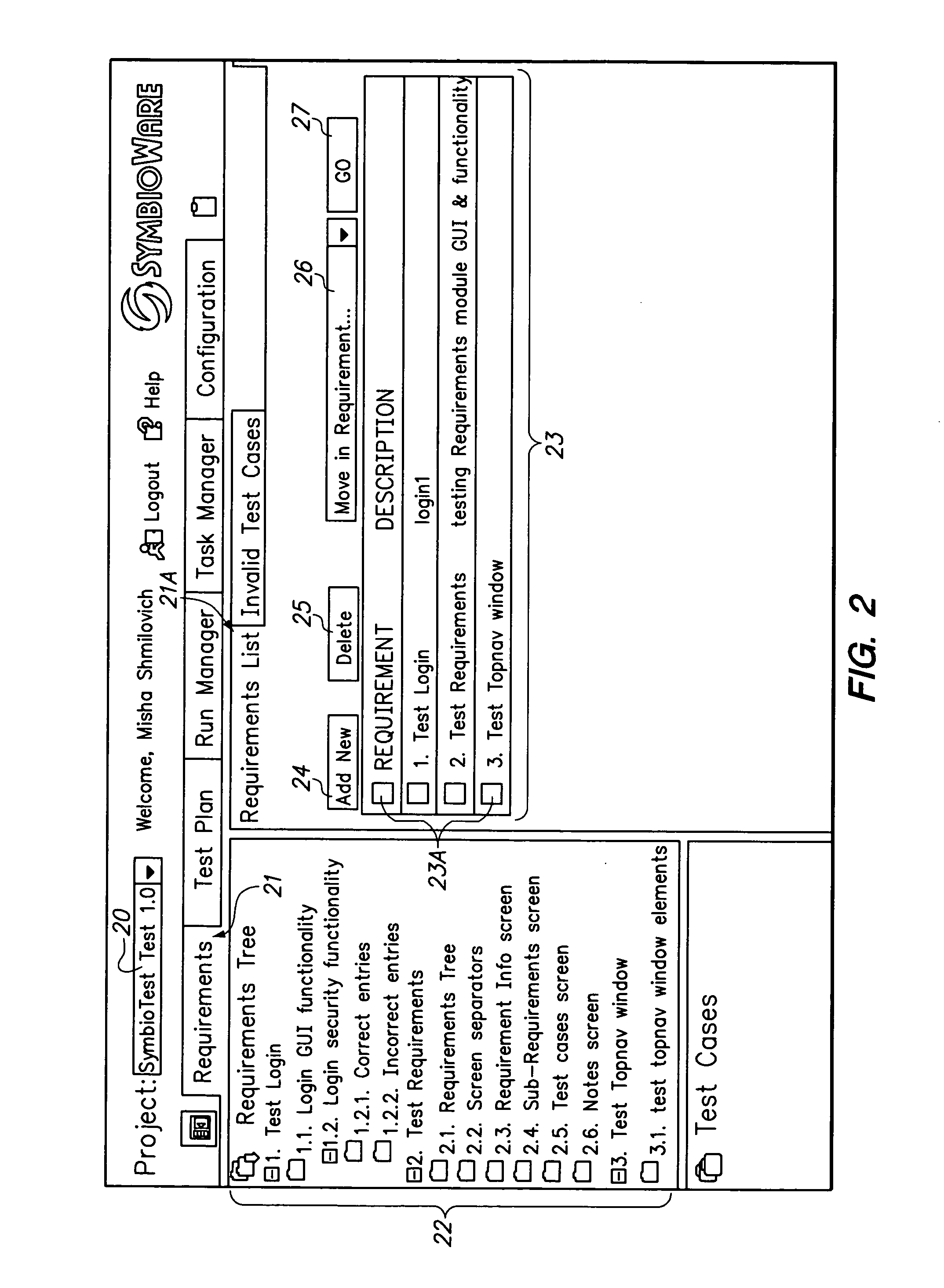 Web-interactive software testing management method and computer system including an integrated test case authoring tool