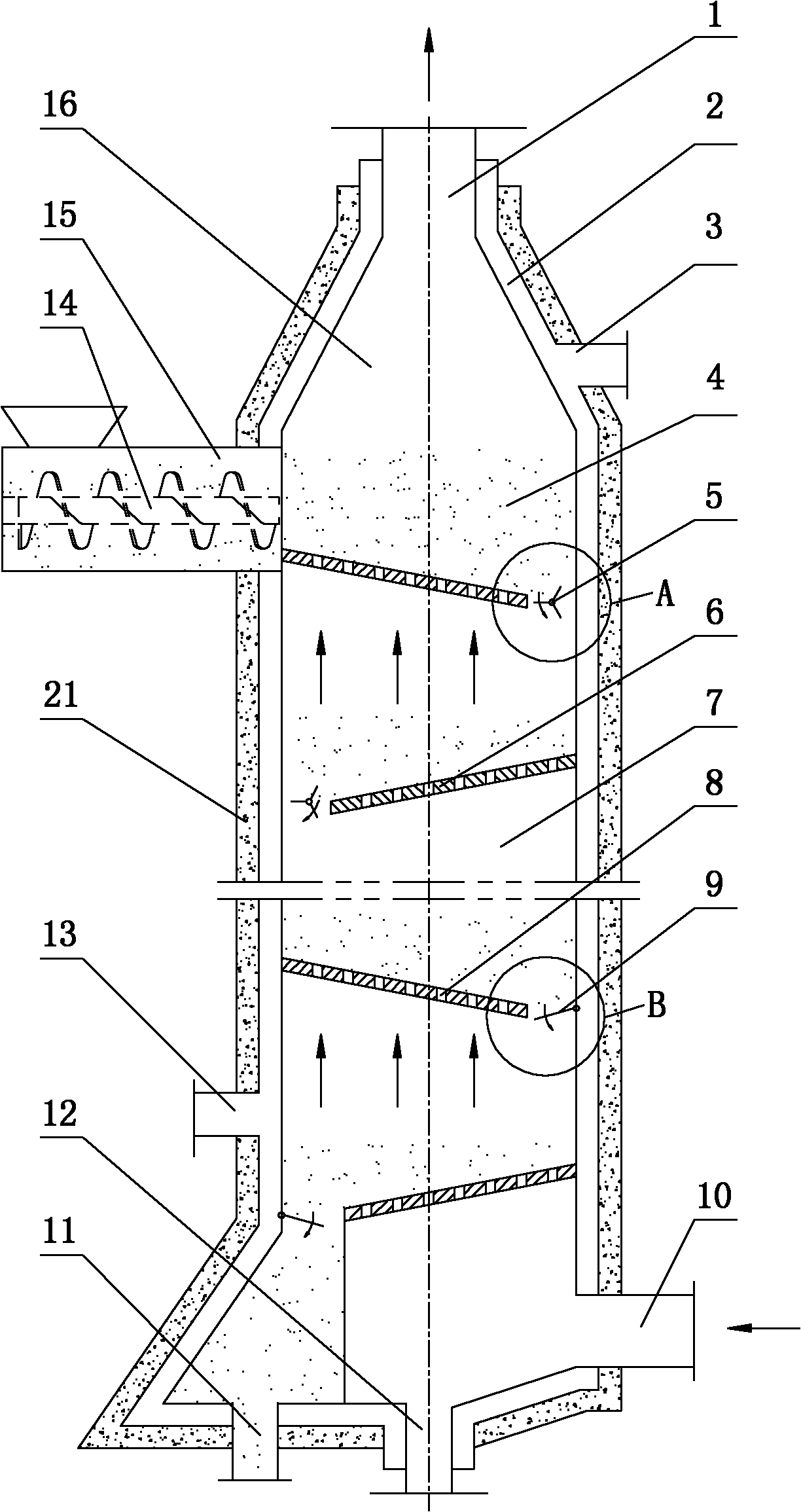 Multilayer fluidized solid continuous distillation column