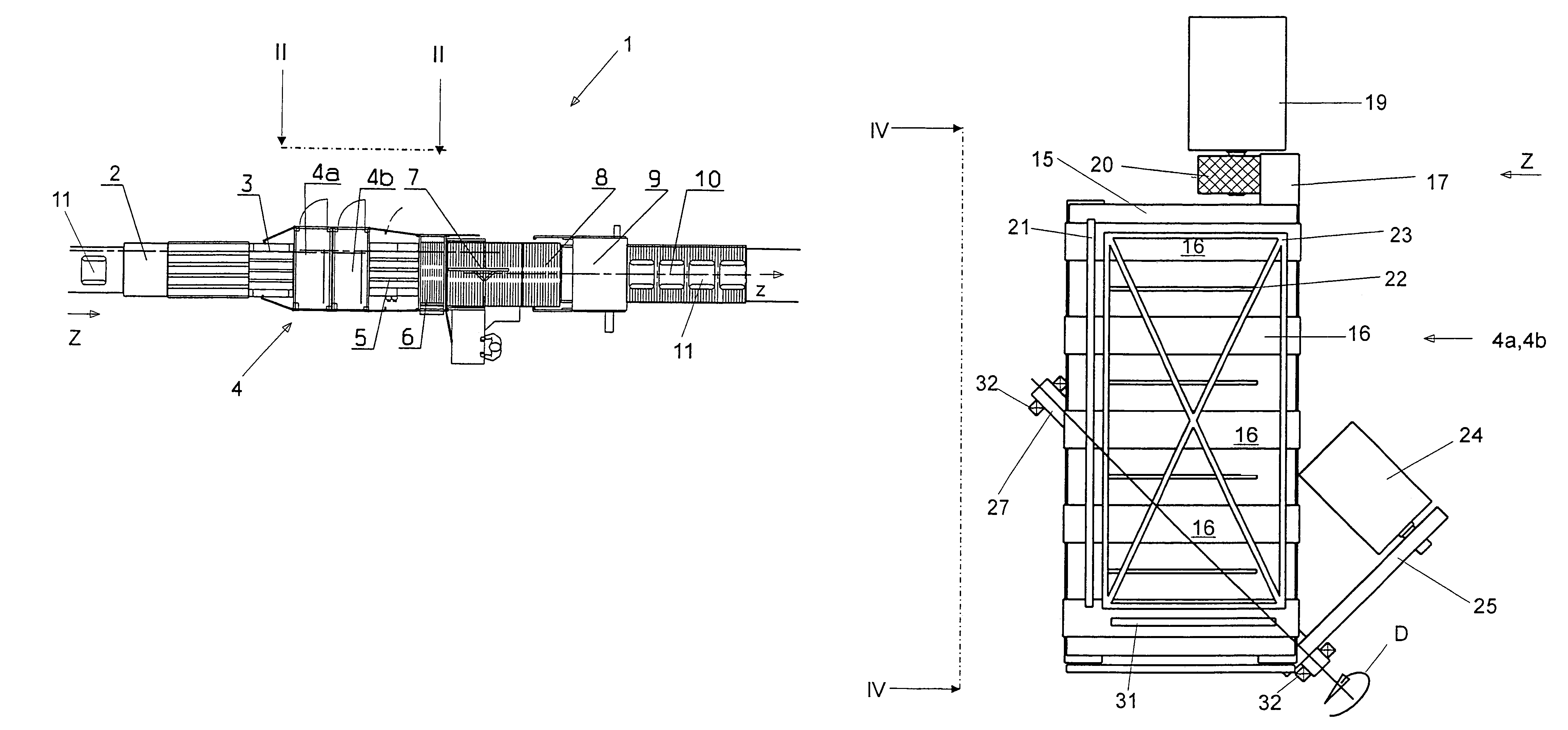 System for production and subsequent palletizing of tube segments, bags or sacks