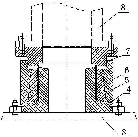 A process and device for press-fitting and flanging of subway pivoting arm nodes