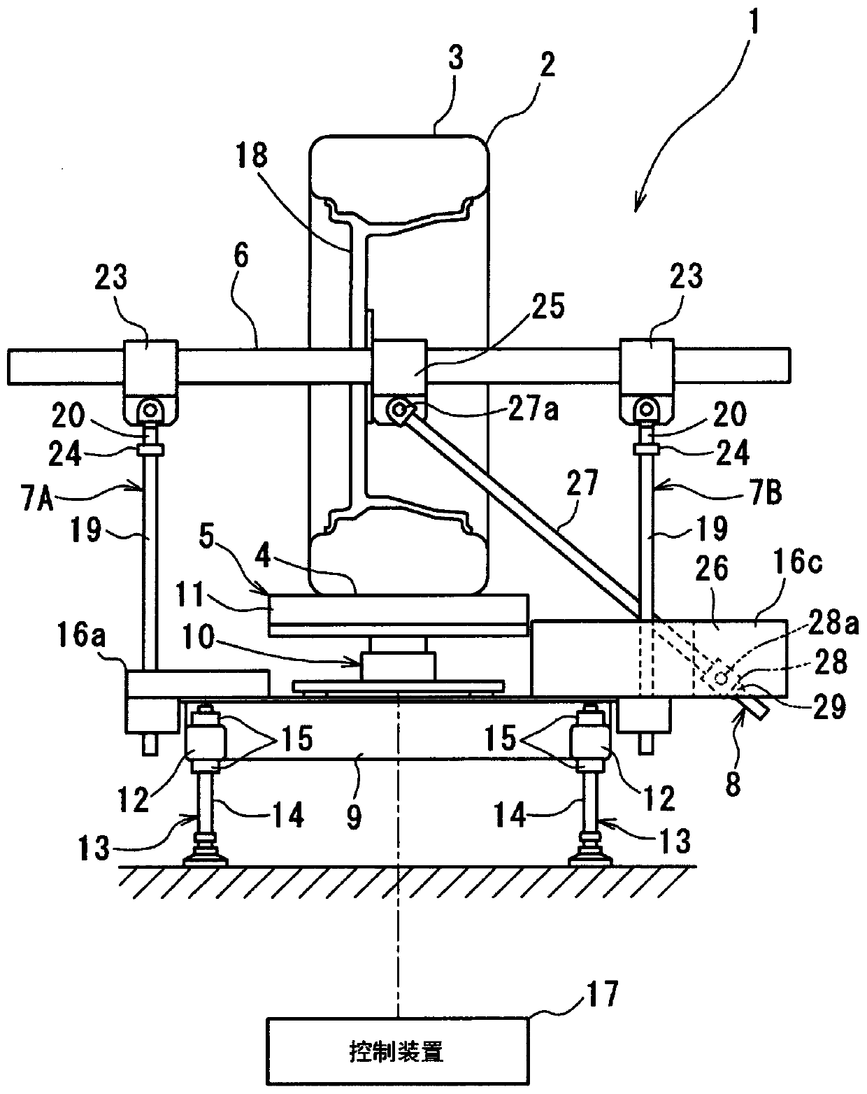 Tire load application device and tire inspection device