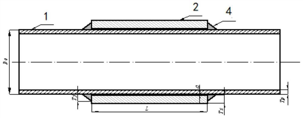 Method for calculating thickness of B-type sleeve for repairing circumferential weld crack defects of oil and gas pipeline