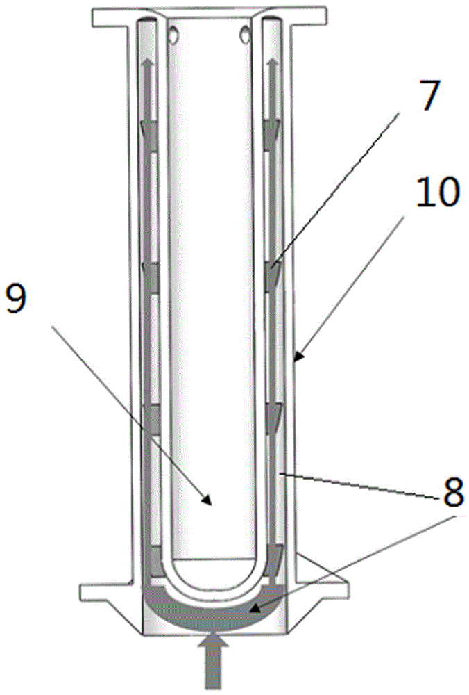 Double-layer hollow cylinder fusion mold shell structure for heat-resistant alloy vacuum suction casting technology