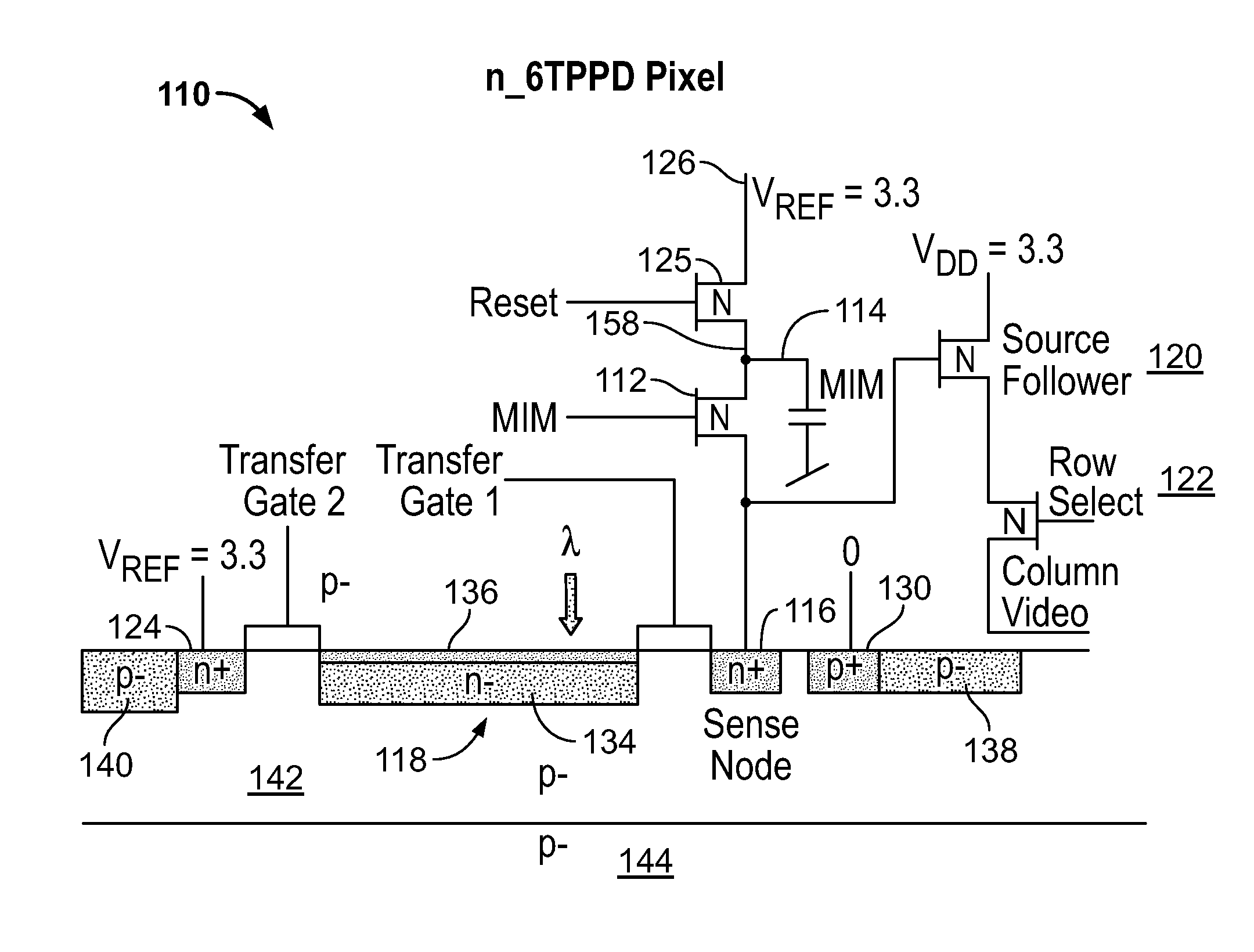 High dynamic range CMOS pixel and method of operating same