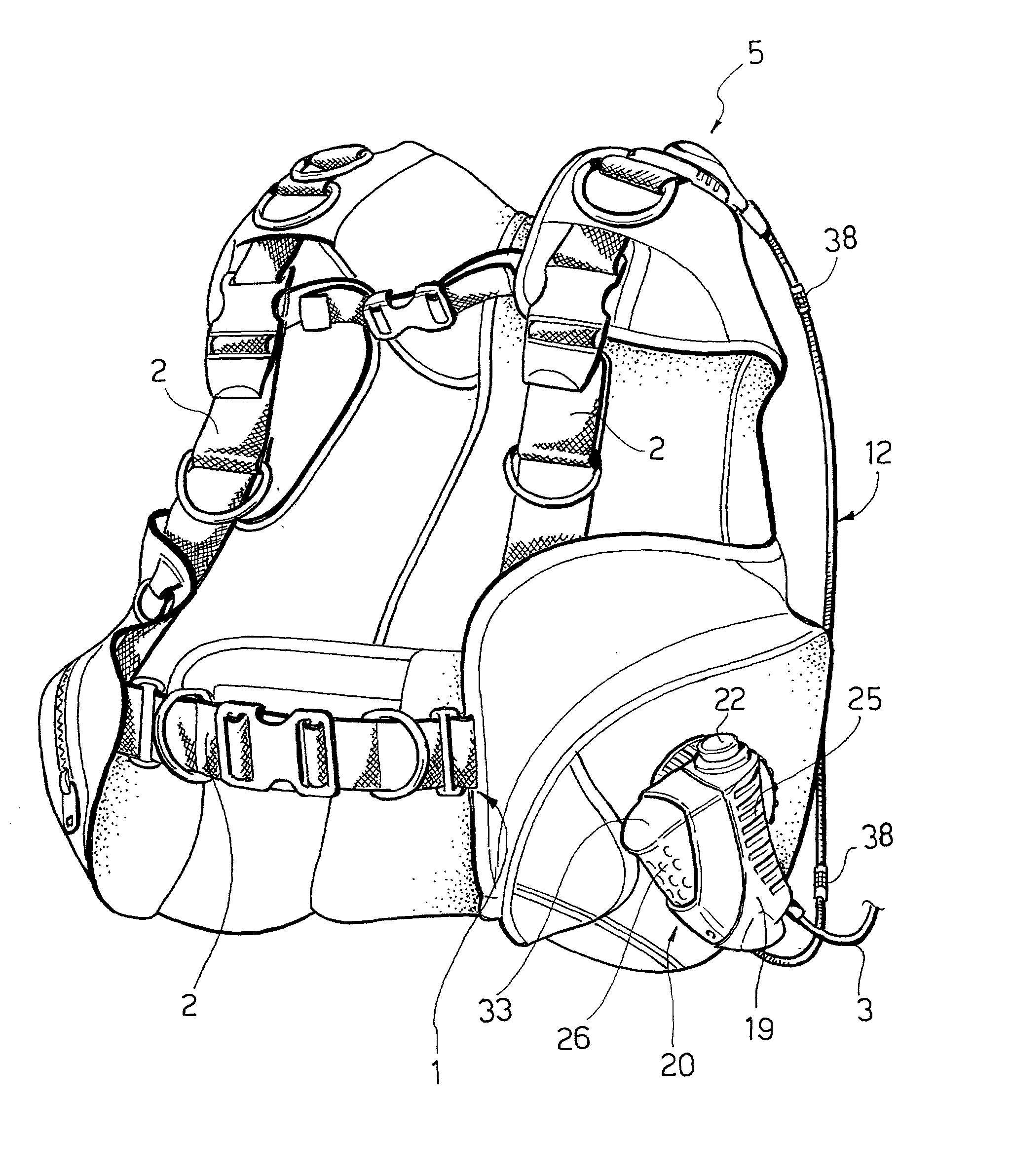 Buoyancy compensator for scuba divers