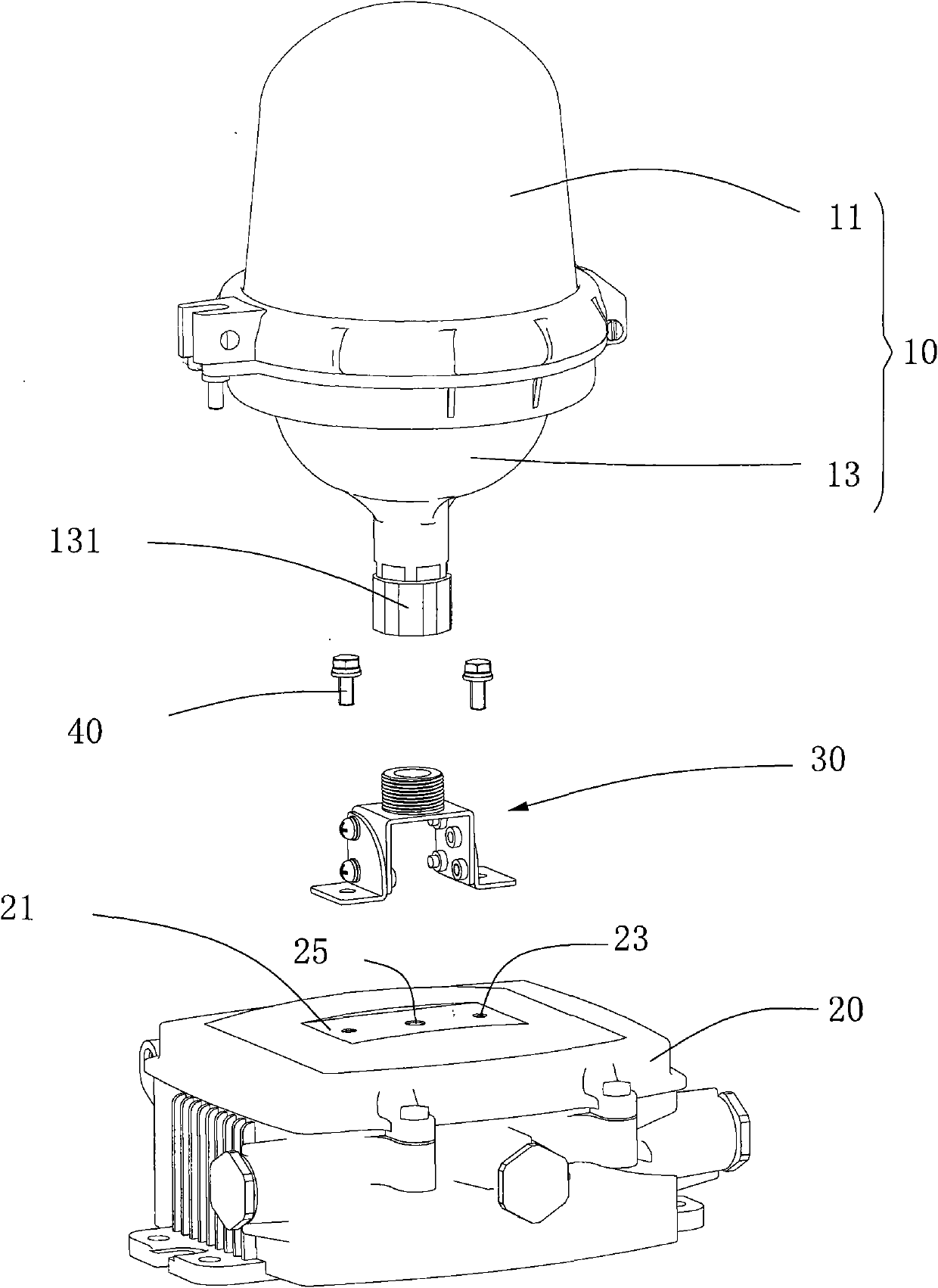 Angle adjusting device and lamps and lanterns using same