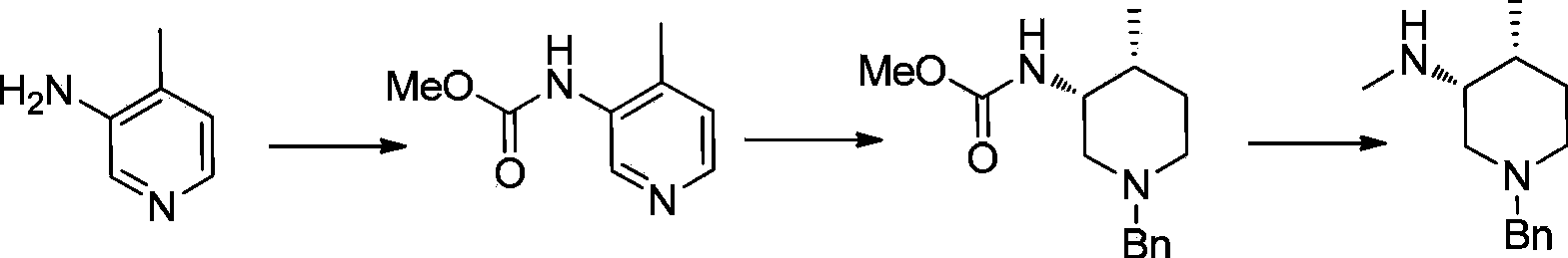 Asymmetric synthesis method of nitrogen protected (3R,4R)-3-methylamino-4-methylpiperidine, and relevant intermediate and raw material preparation method