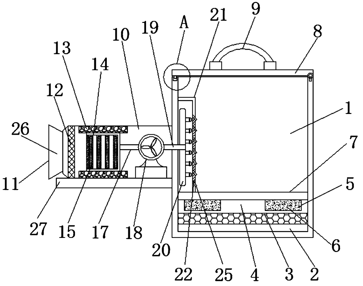 Raw material storage device with moisture-proof effect for feed processing