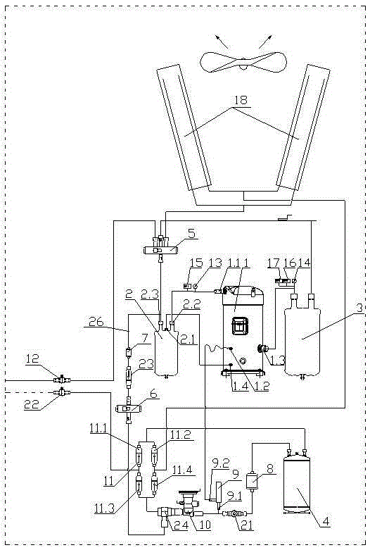 Direct heating air source heat pump crude oil heating system