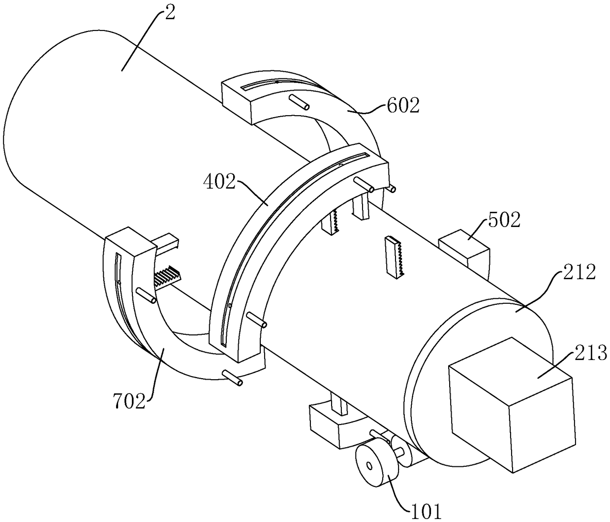 Municipal sewer pipe repair device and its construction method