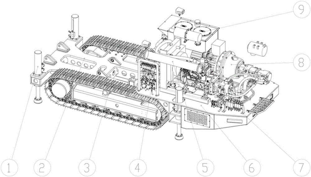 Special crawler chassis for raise boring machine