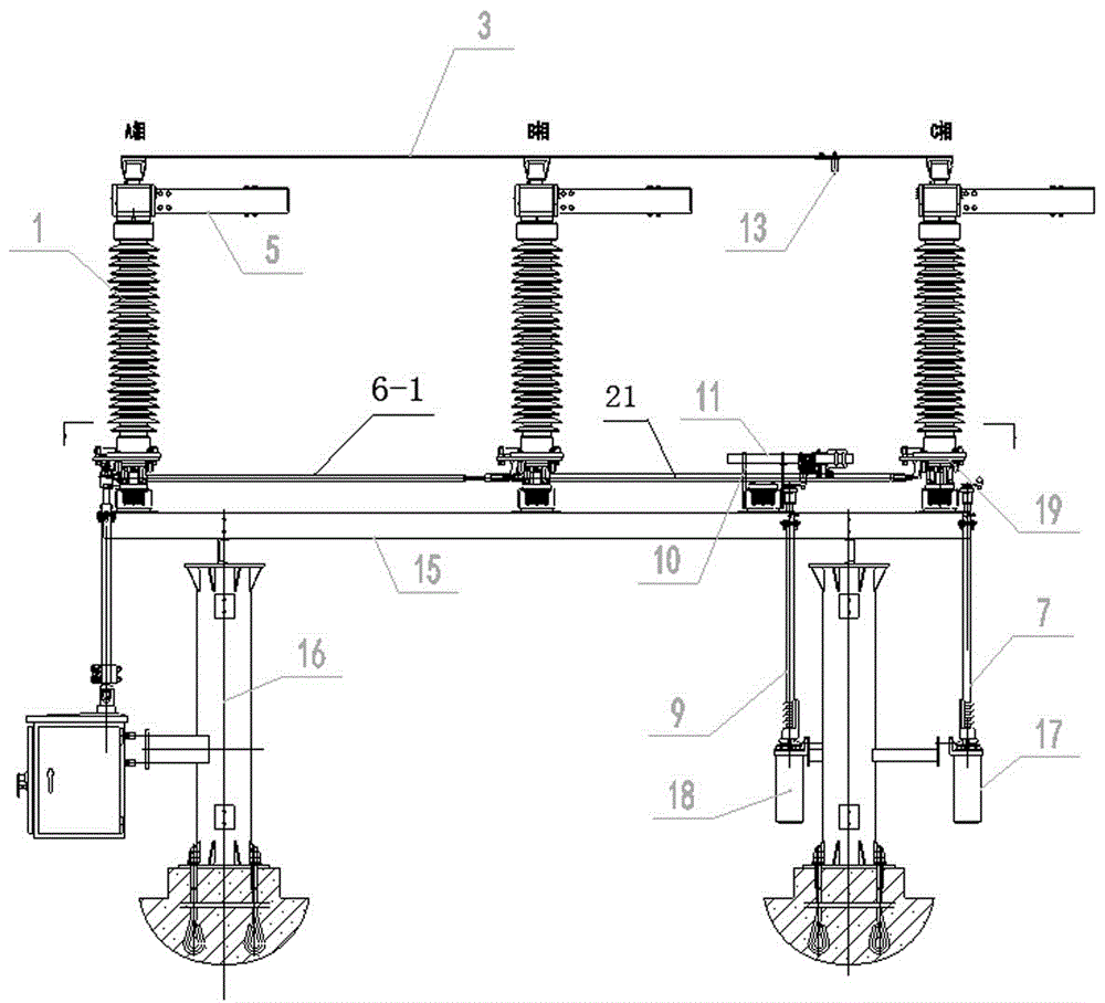 High-voltage isolation switch having ice melting short circuit and normal function switching, and switching method