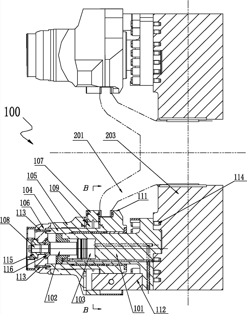 Rolling mill work roll shifting device and safety bolt component thereof