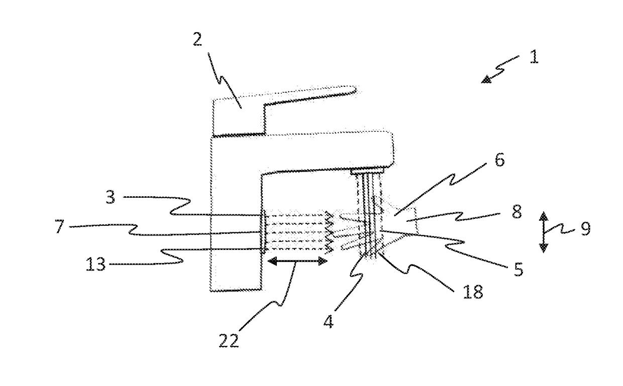 Hybrid fitting with water jet detection