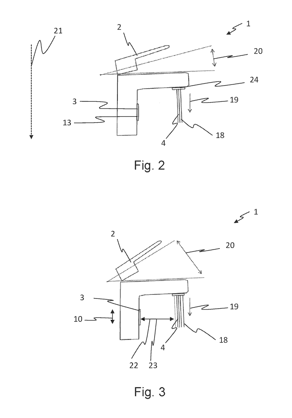 Hybrid fitting with water jet detection