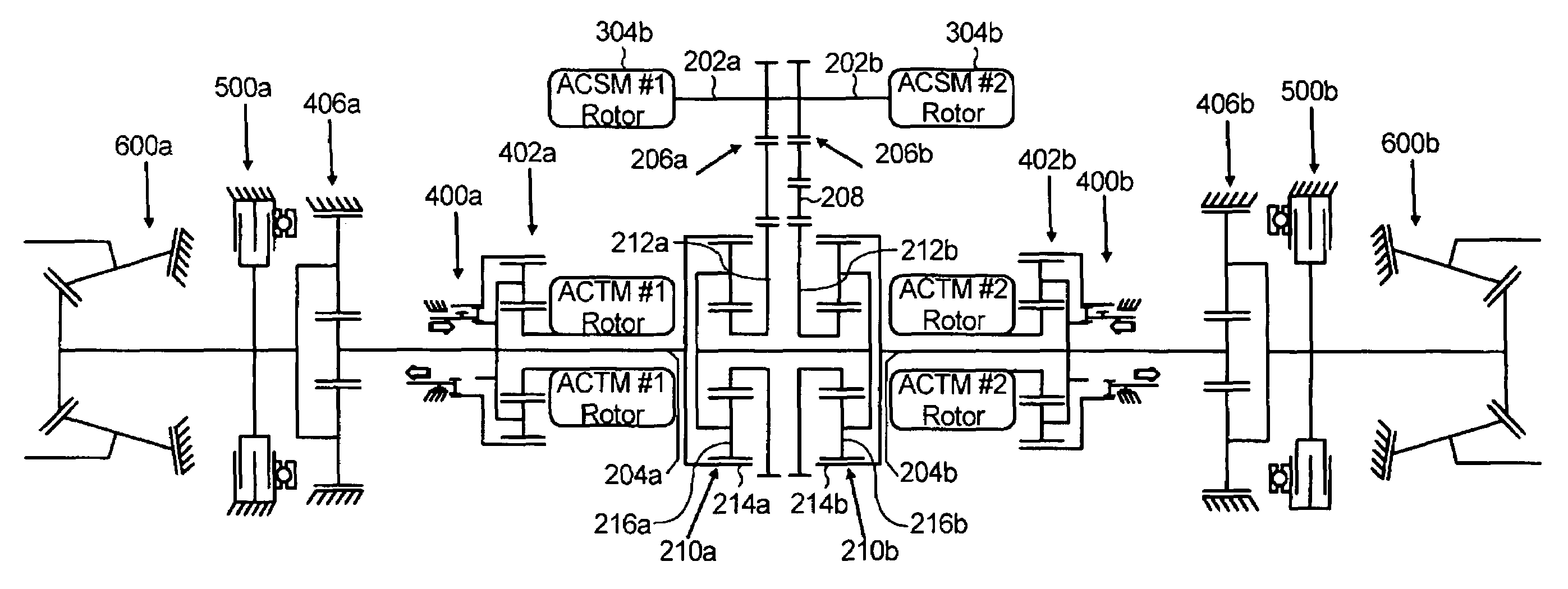 Compact fault tolerant variable cross-drive electromechanical transmission