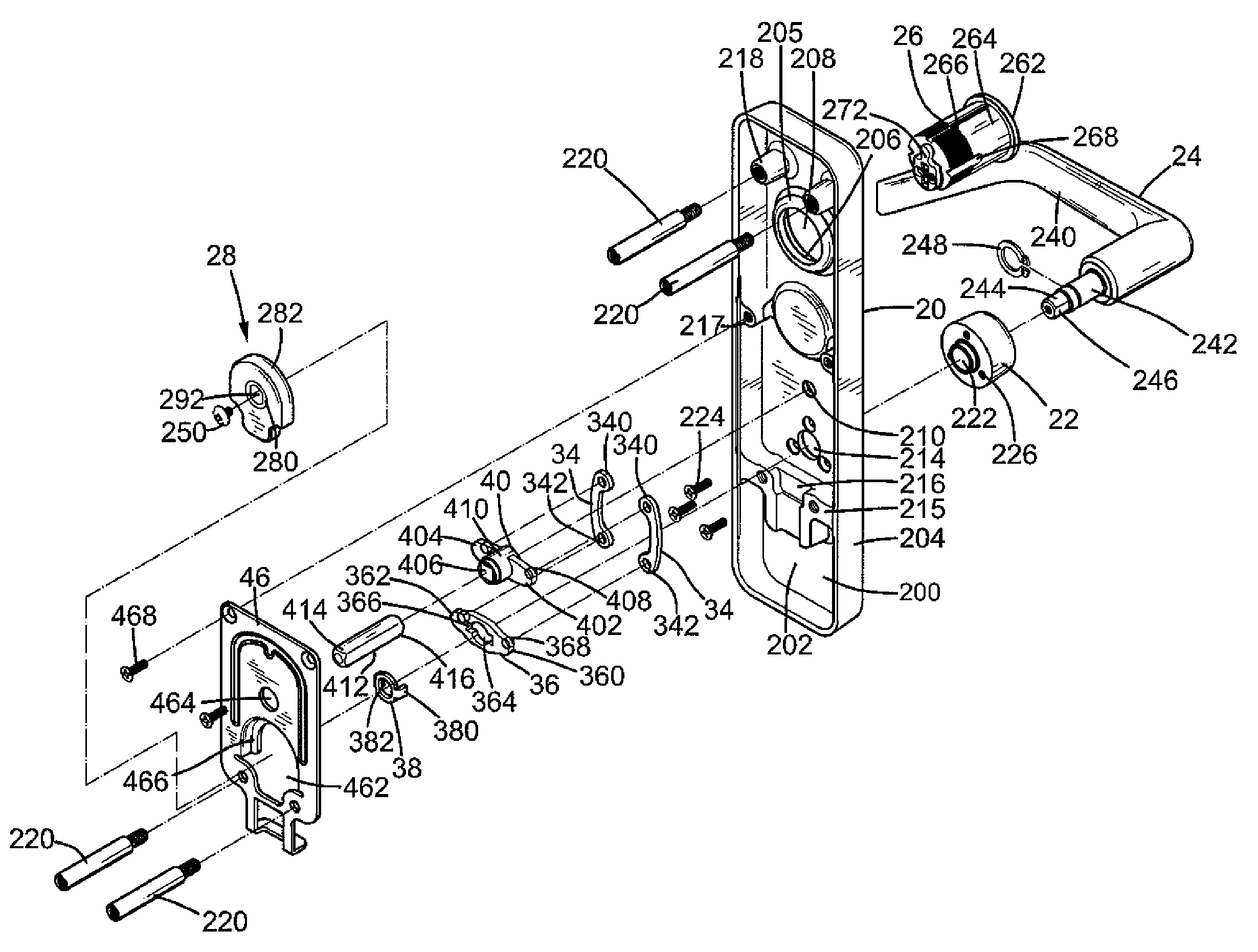 Outer operational device for panic exit door lock