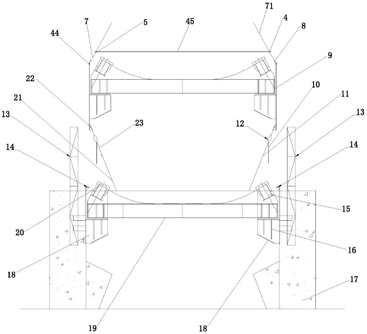 Cable bent tower box type steel anchor beam and construction method