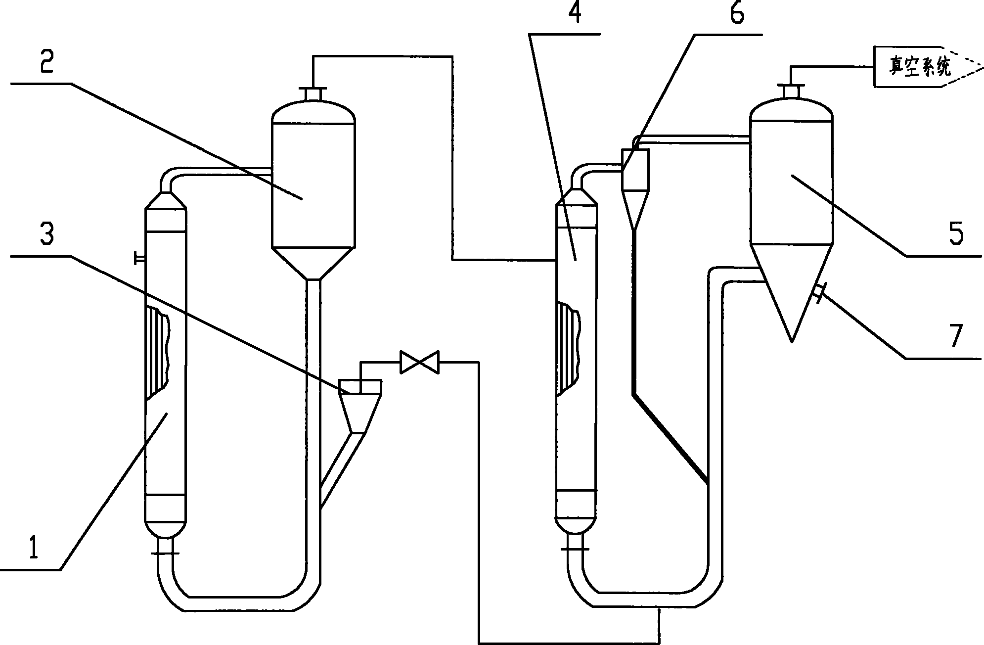 Two-effect scale-preventing evaporating and crystallizing device used for evaporating sodium chloride solution and operation method