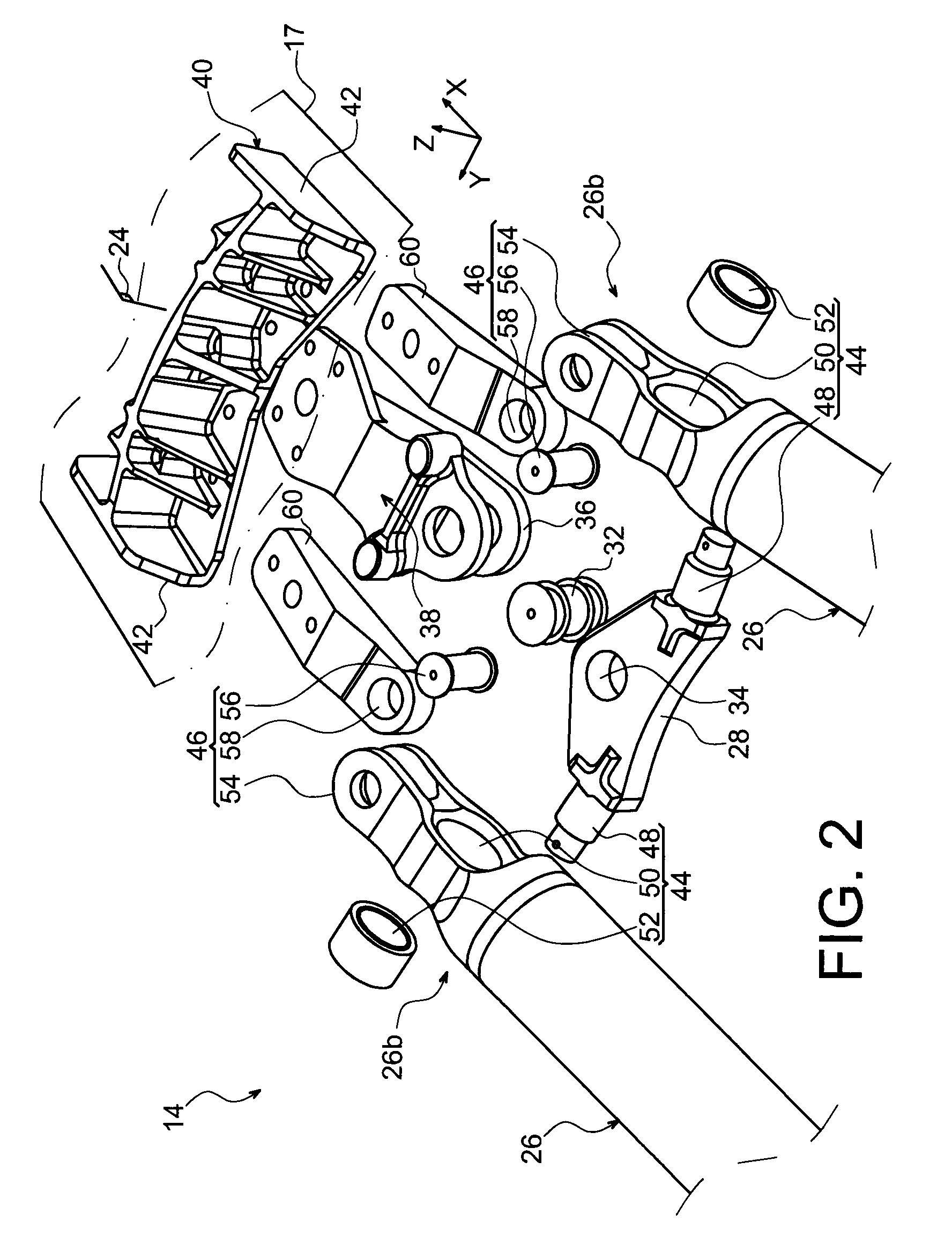 Mounting device for an aircraft engine comprising two thrust recovery rods with a double rear mechanical connection