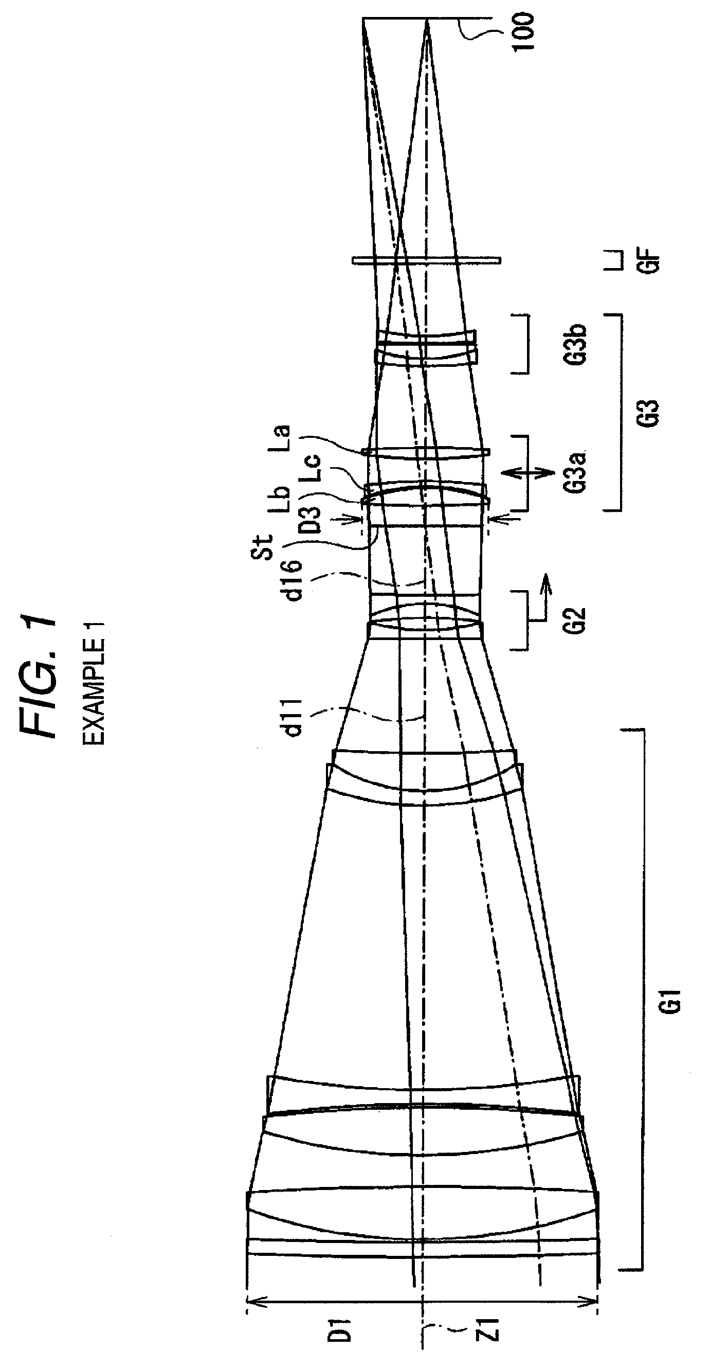 Lens having vibration proof function and imaging apparatus