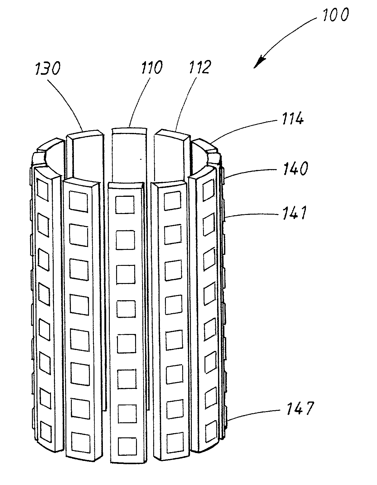 Group antenna with narrower side lobes in the horizontal plane