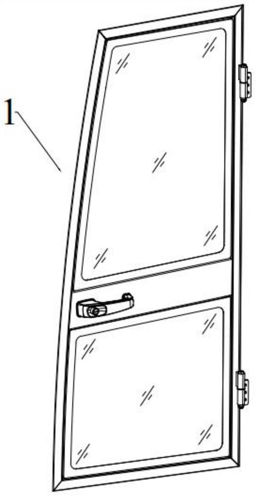 A special-shaped pipe door structure for construction machinery cab