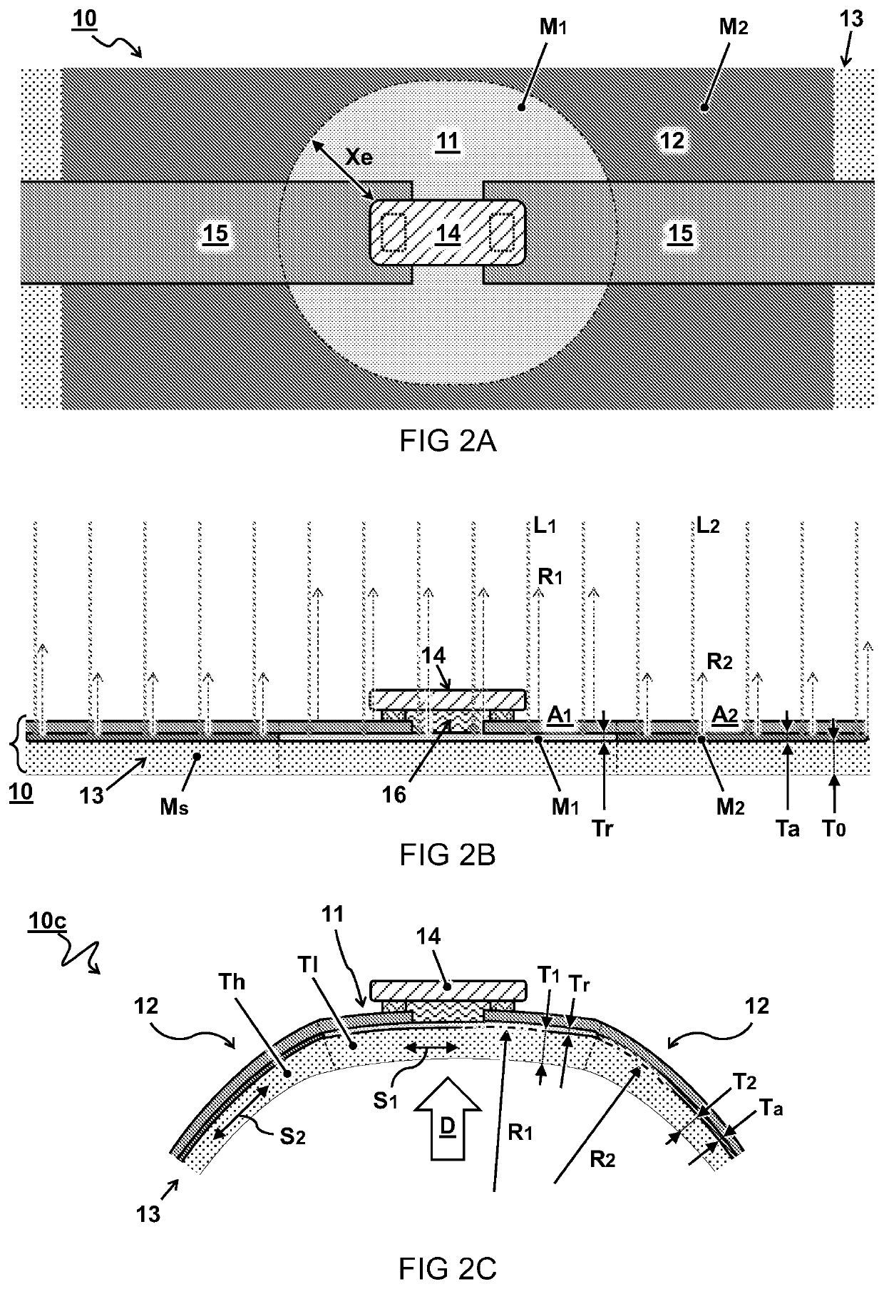 Manufacture of a curved electronic device using differential heating and curved electronic device