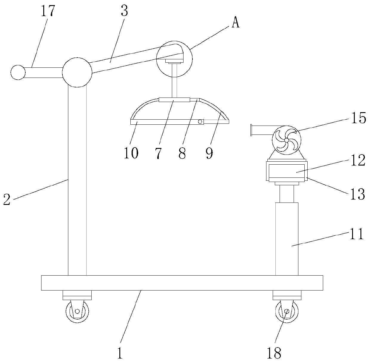 Drying and ironing device with multifunctional combination module