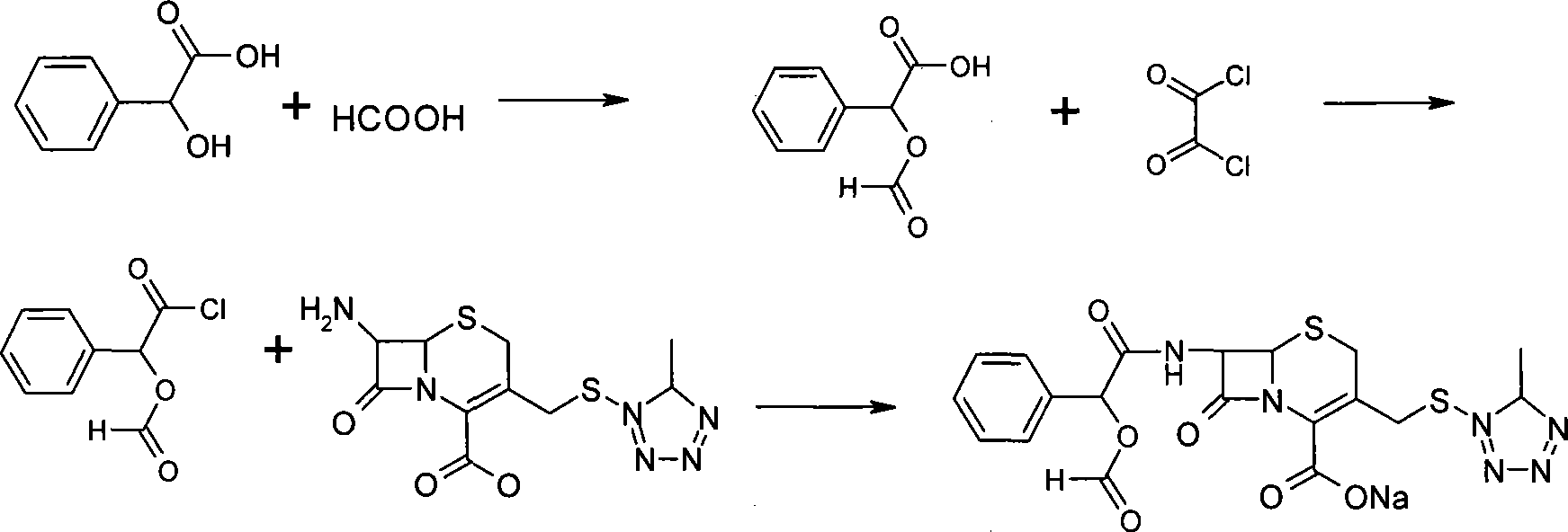 Cefamandole nafate powder injection, production method of powder injection and raw machine thereof