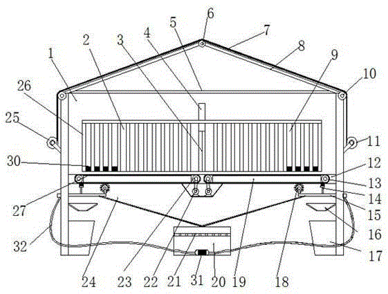 Automatic manure-removing multifunctional livestock house being warm in winter and cool in summer