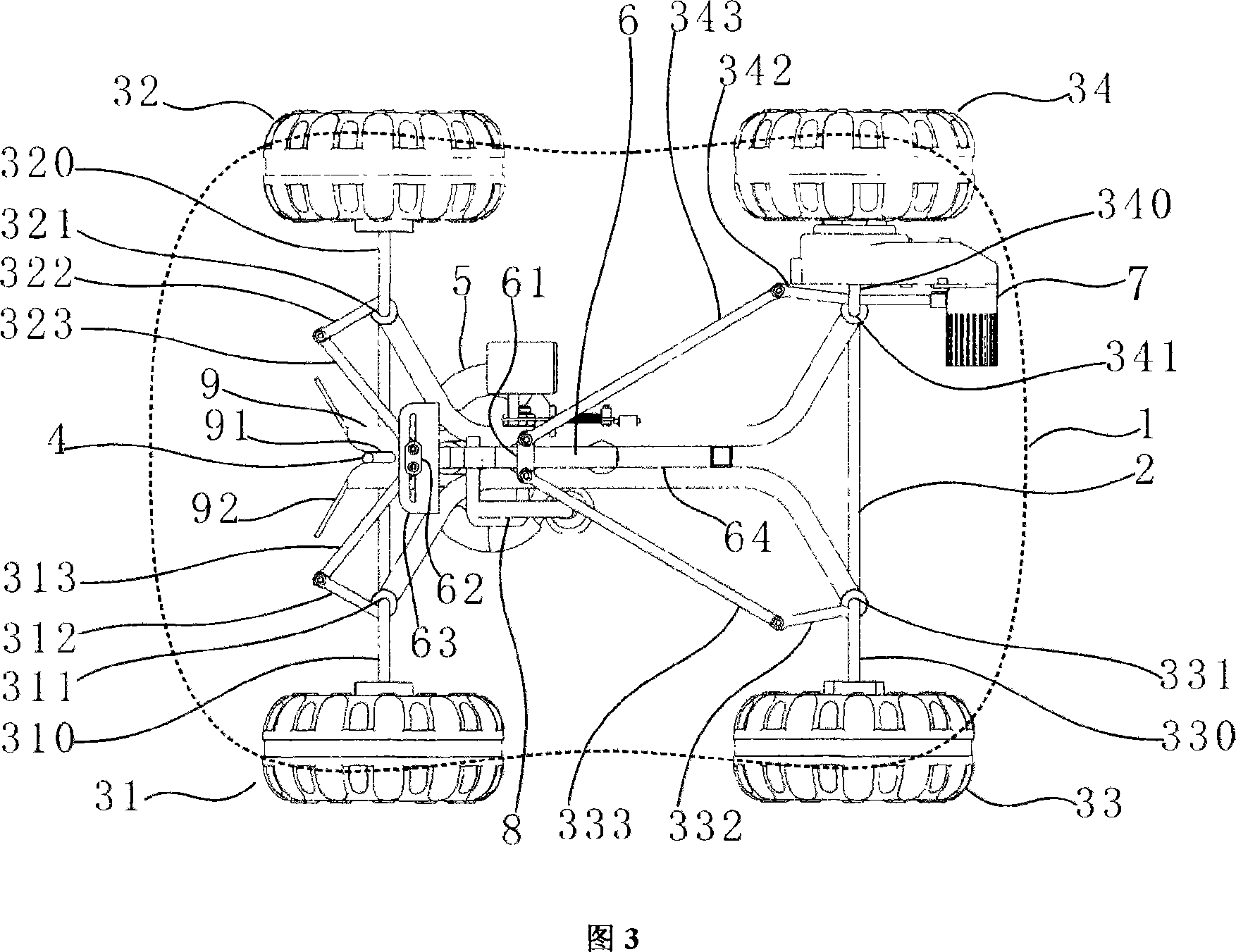 Child quadricycle possessing rotation function in place