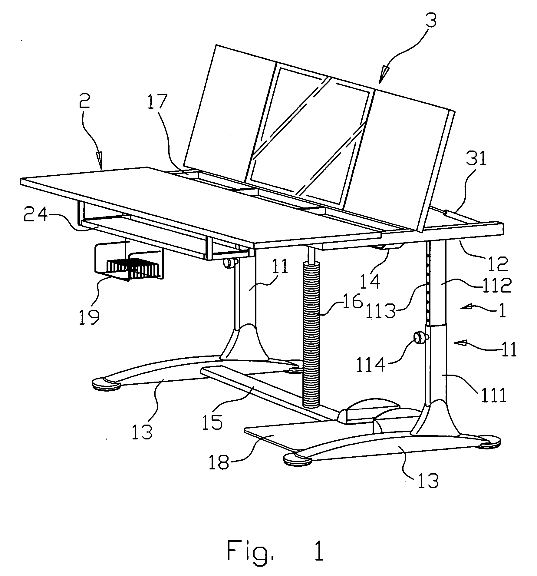 Desk with tilt-adjustable tops