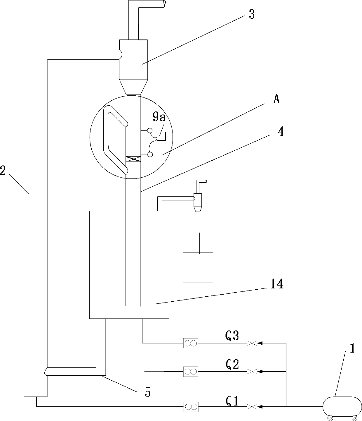 Device and method for measuring solid circulation flow rate