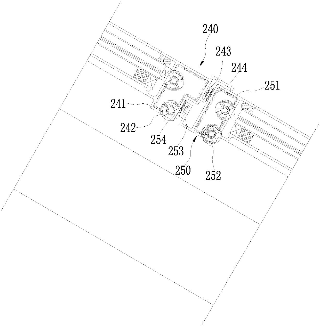 Installing mechanism and system for laying glass-base thin film solar assembly on roof