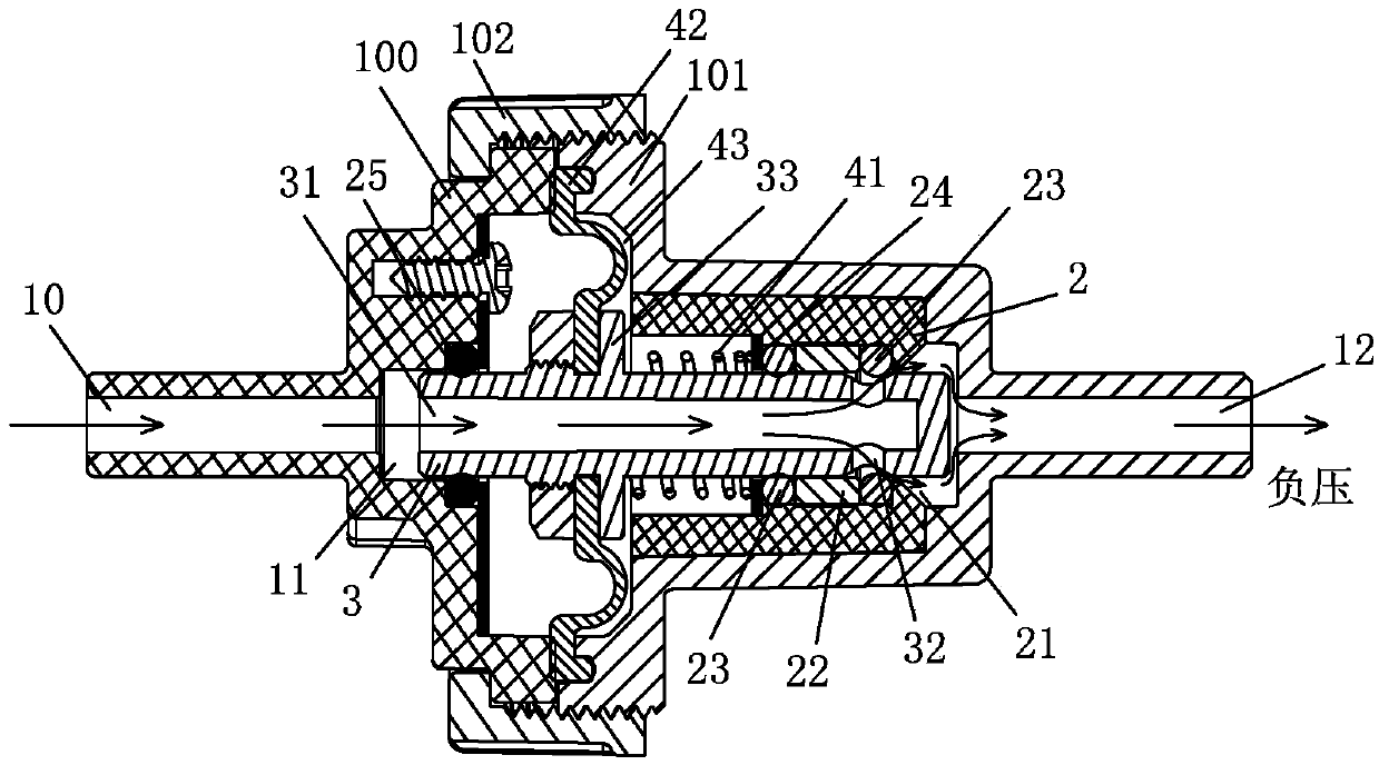 Negative pressure valve and water dispenser with negative pressure valve