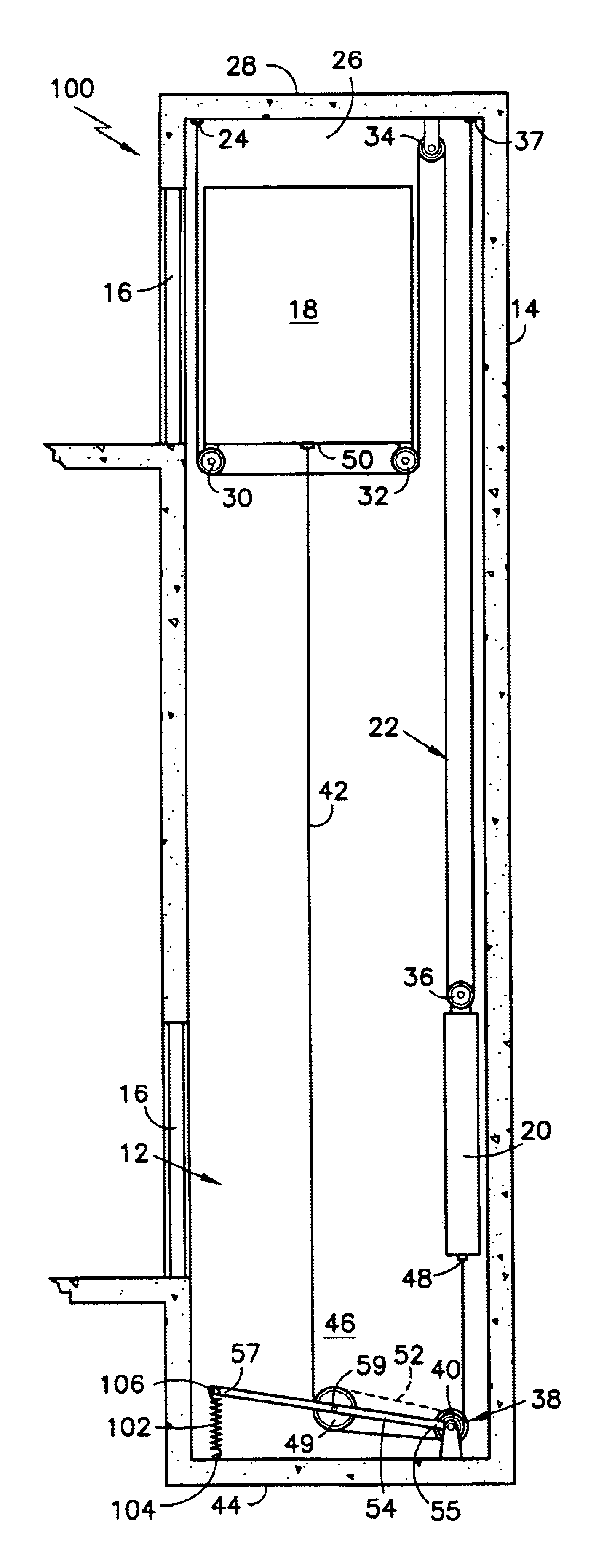 Elevator system having drive motor located below the elevator car