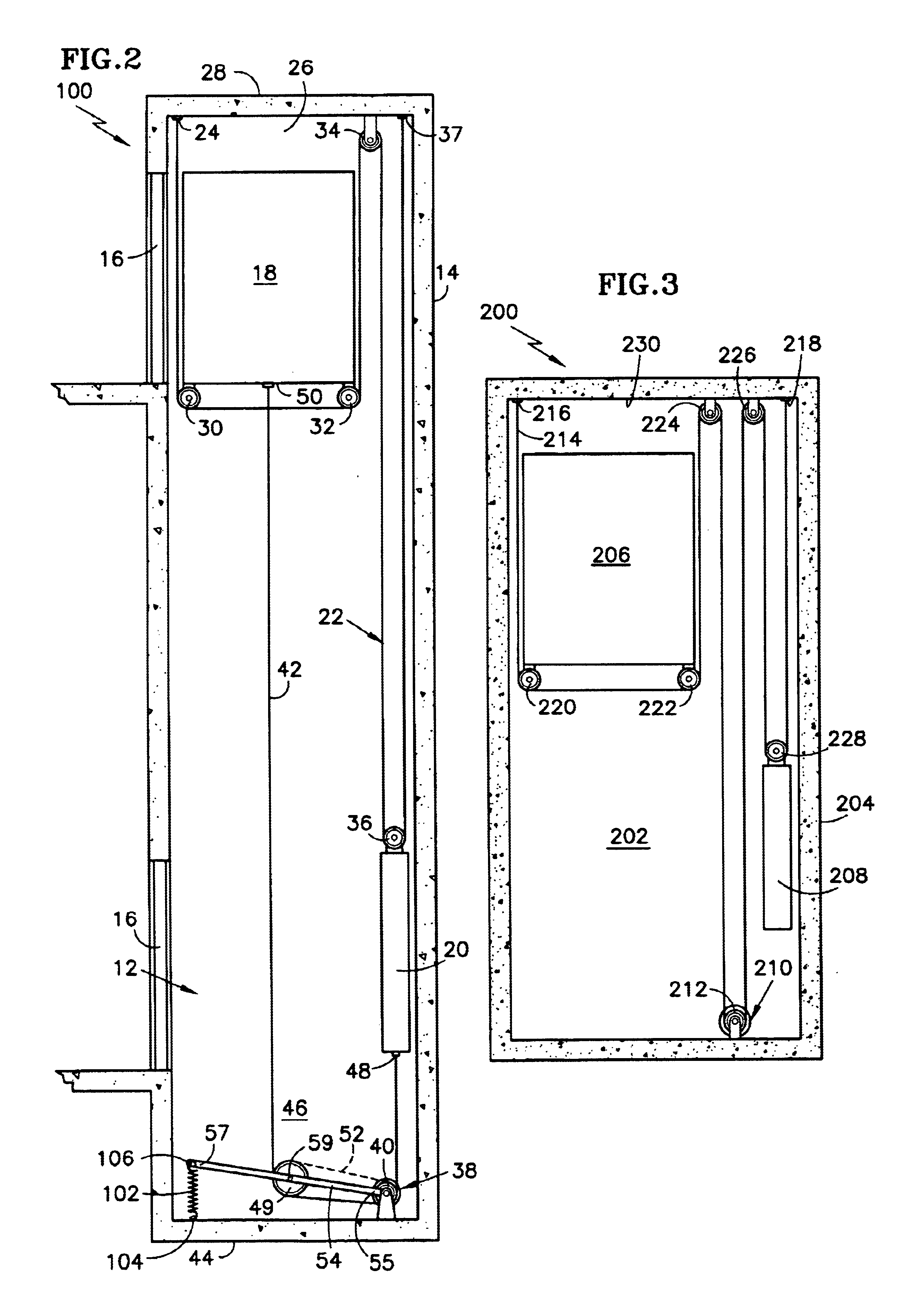 Elevator system having drive motor located below the elevator car