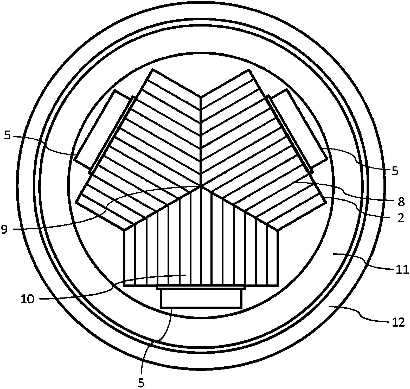 Modular motor inverter arrangement with cooling sections forming inner duct ring capacitor on the outside