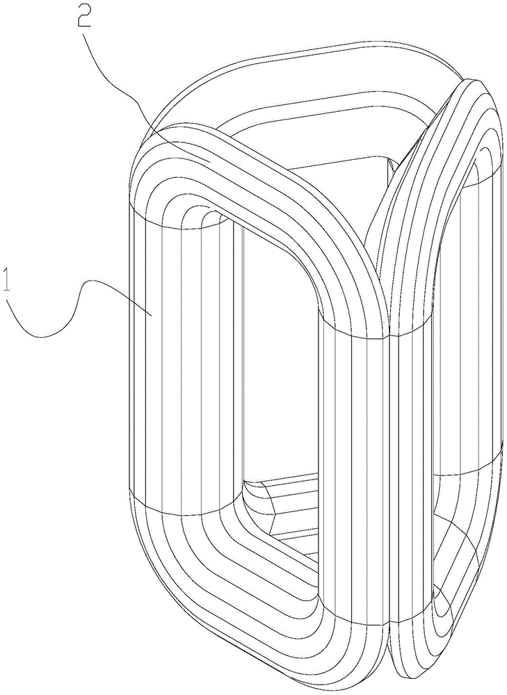 A hollow three-dimensional wound iron core and its manufacturing process