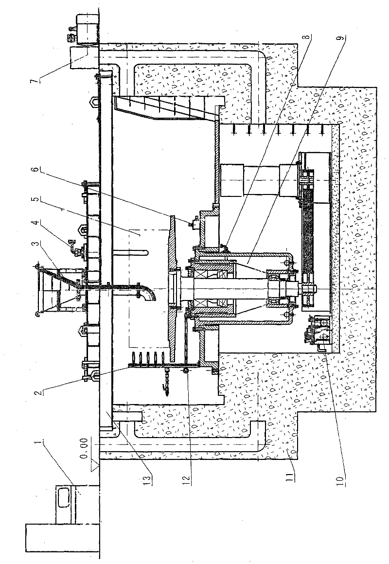 Large vertical centrifugal casting machine