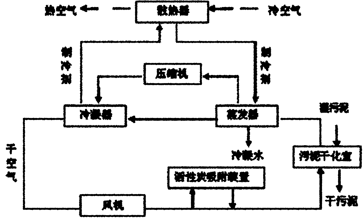 Sludge drying treatment method and device