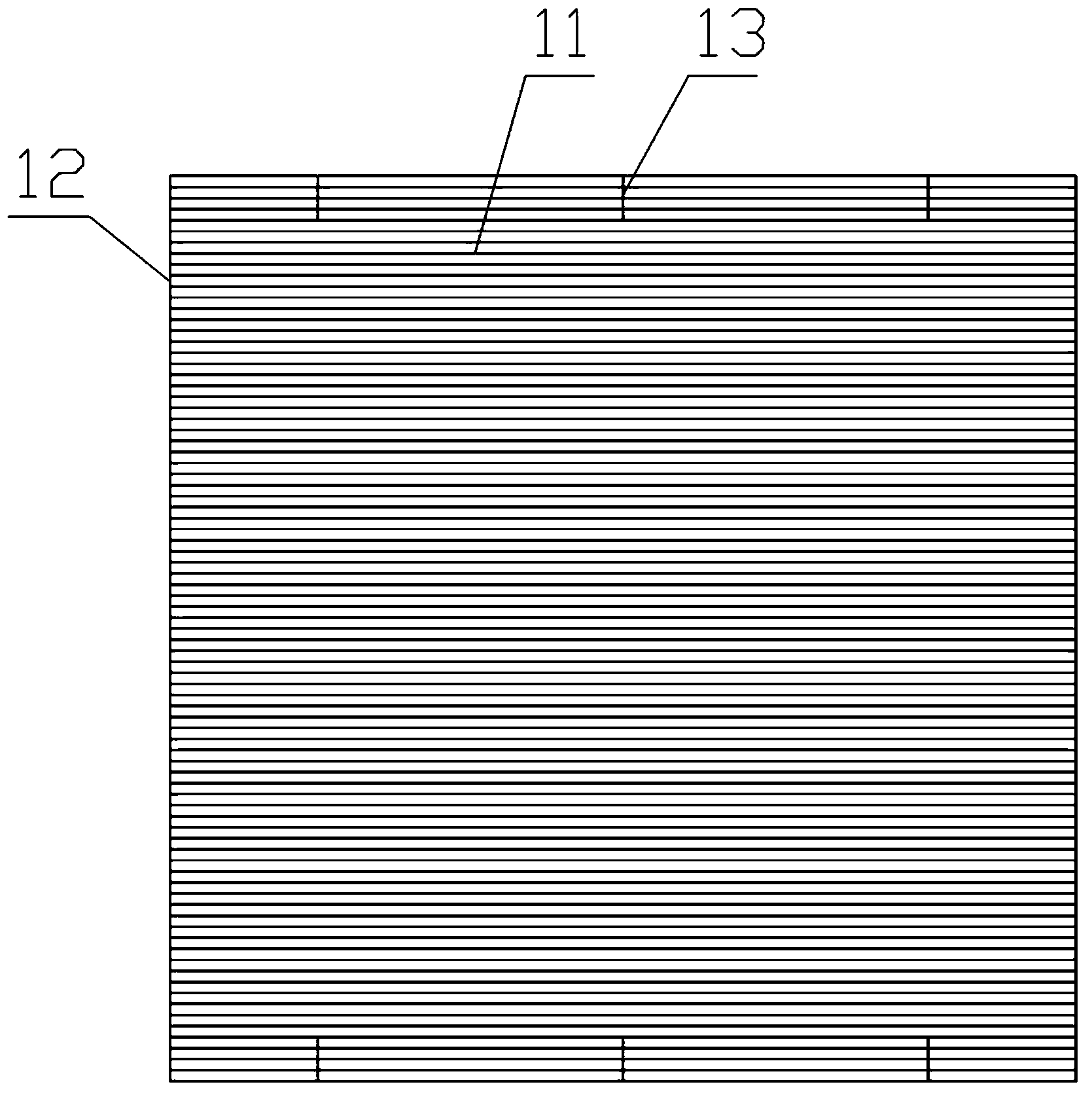 Electrode structure with grid lines on front surface