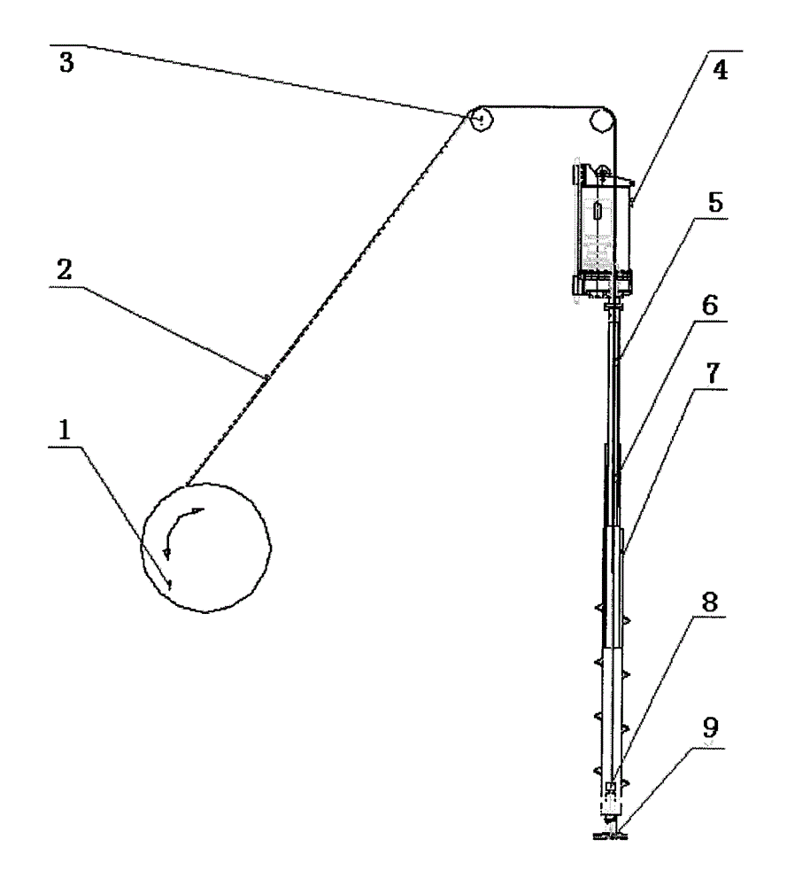 Low gravity center three-axle spiral drilling machine and drilling method thereof