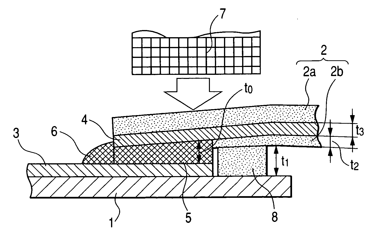 Connection structure of rigid printed circuit board and flexible circuit, the connection process and the circuit module using it