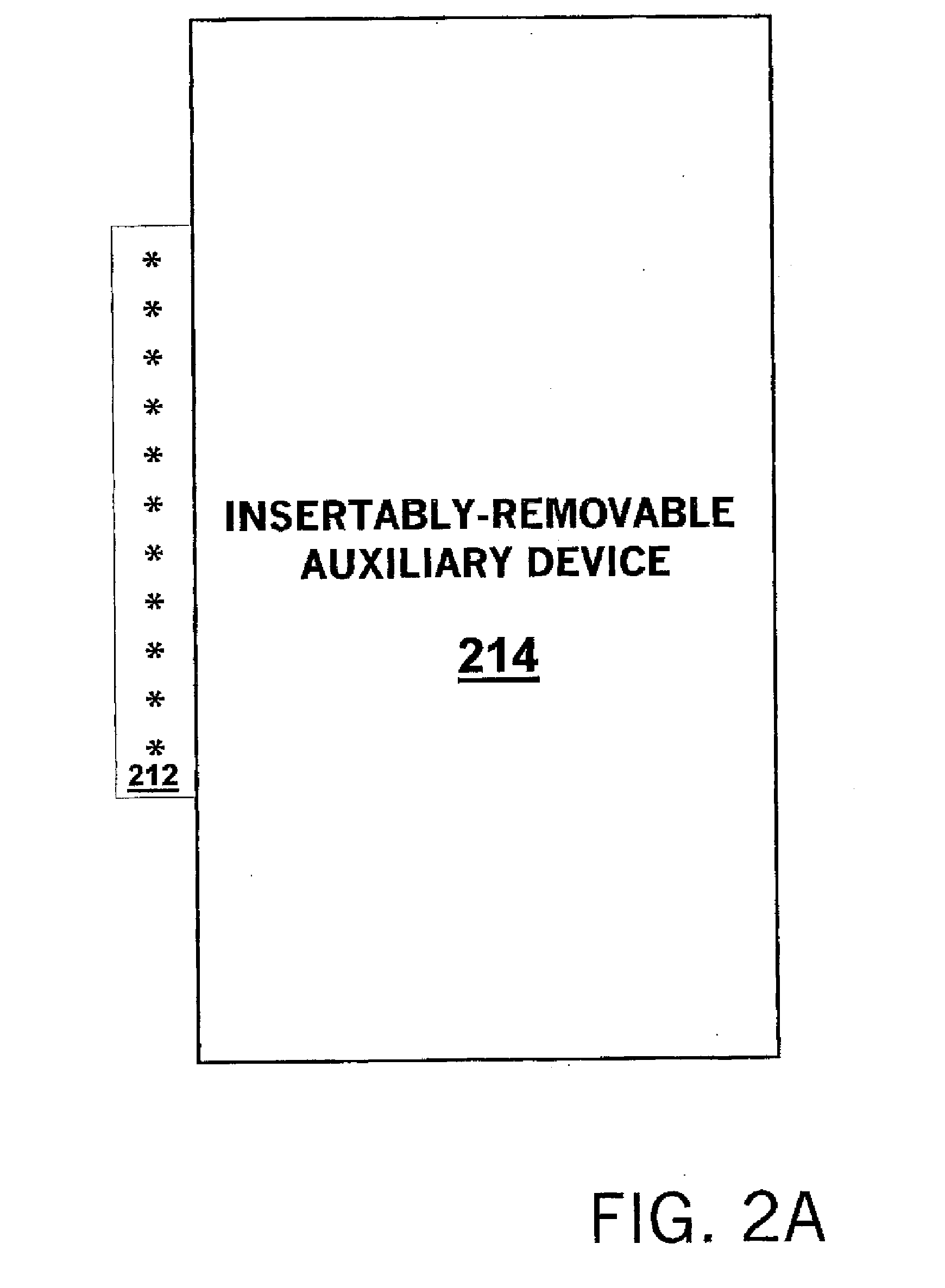 Method and apparatus using insertably-removable auxiliary devices to play games over a communications link