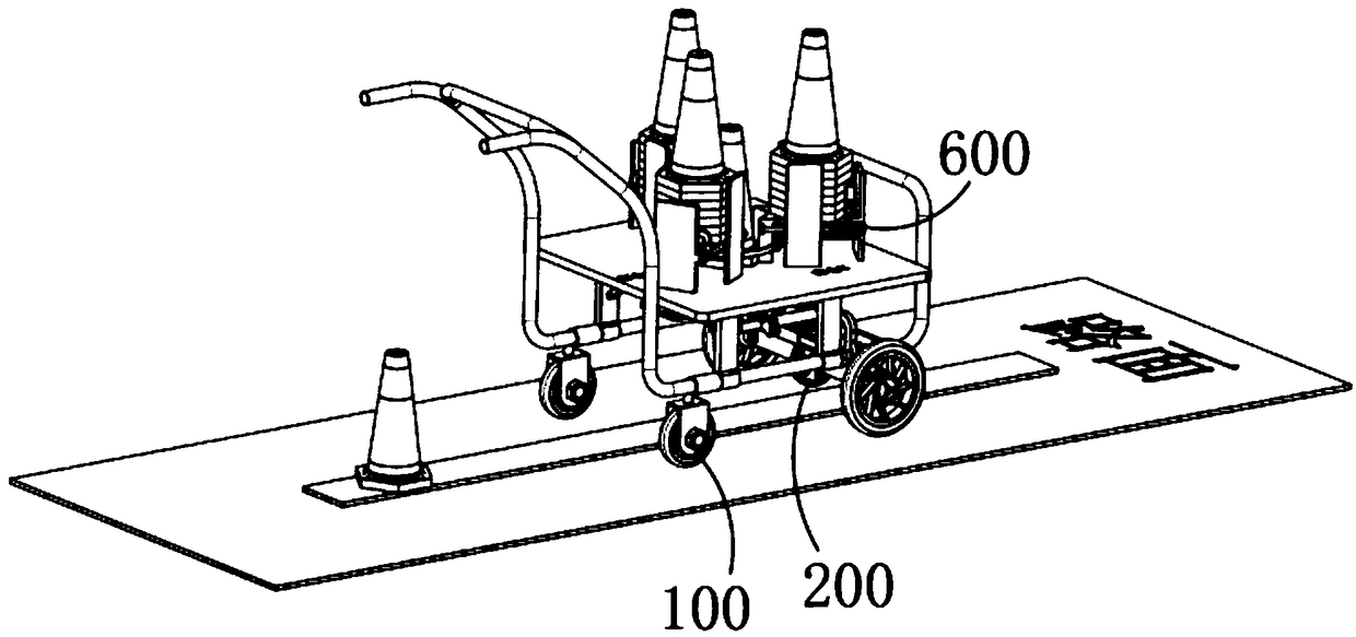 Roadblock placement vehicle for rapid roadblock erection