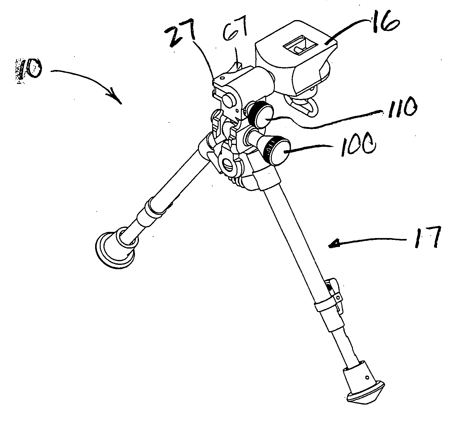 Quick disconnect bipod mount assembly with adjustable and lockable tilt, pan and cant controls