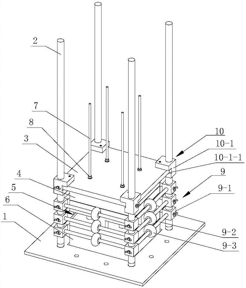 Testing device for measuring vibration transmission property of buffer material