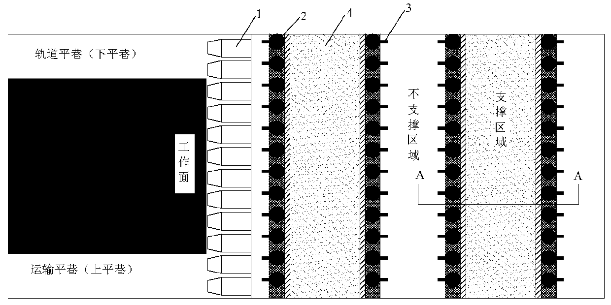 Local filling support structure and its construction method in goaf under hard roof condition